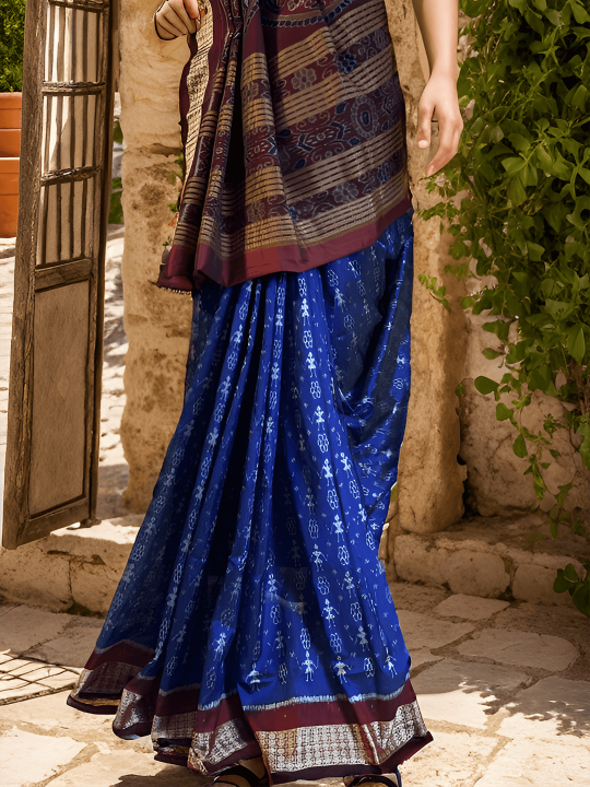 LEAD BLUE SAMBALPURI SILK SAREE